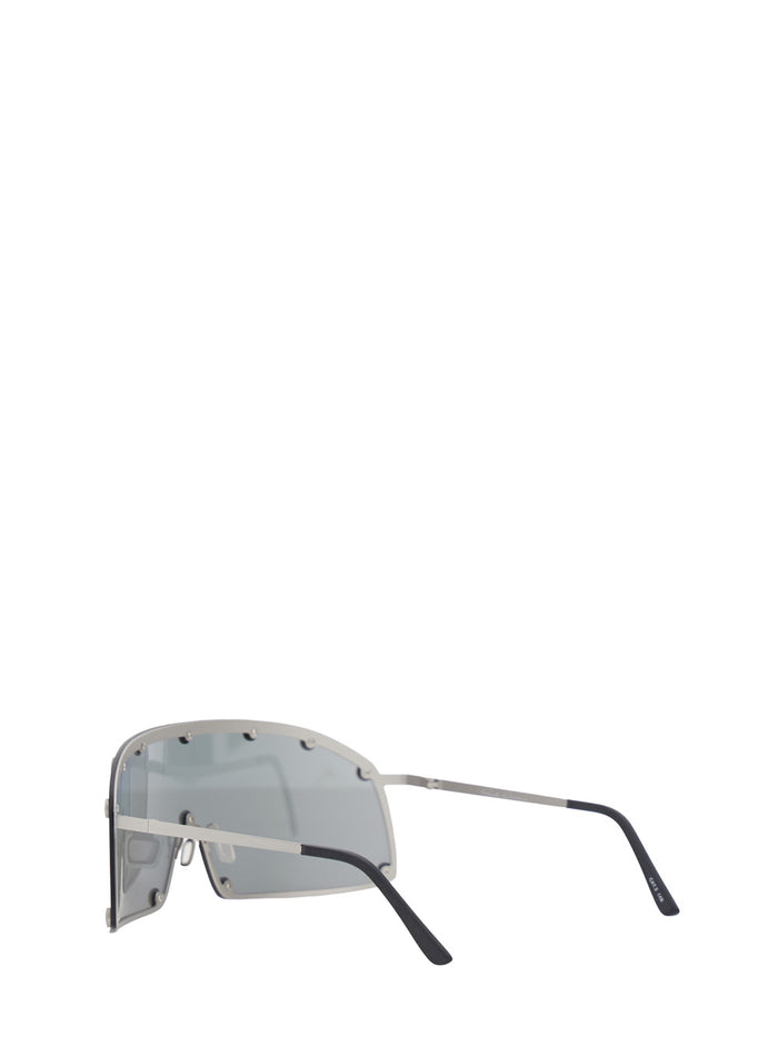 Oversized Sunglasses with Stud Details and Two-Tone Stainless Steel Temples for Men Grey