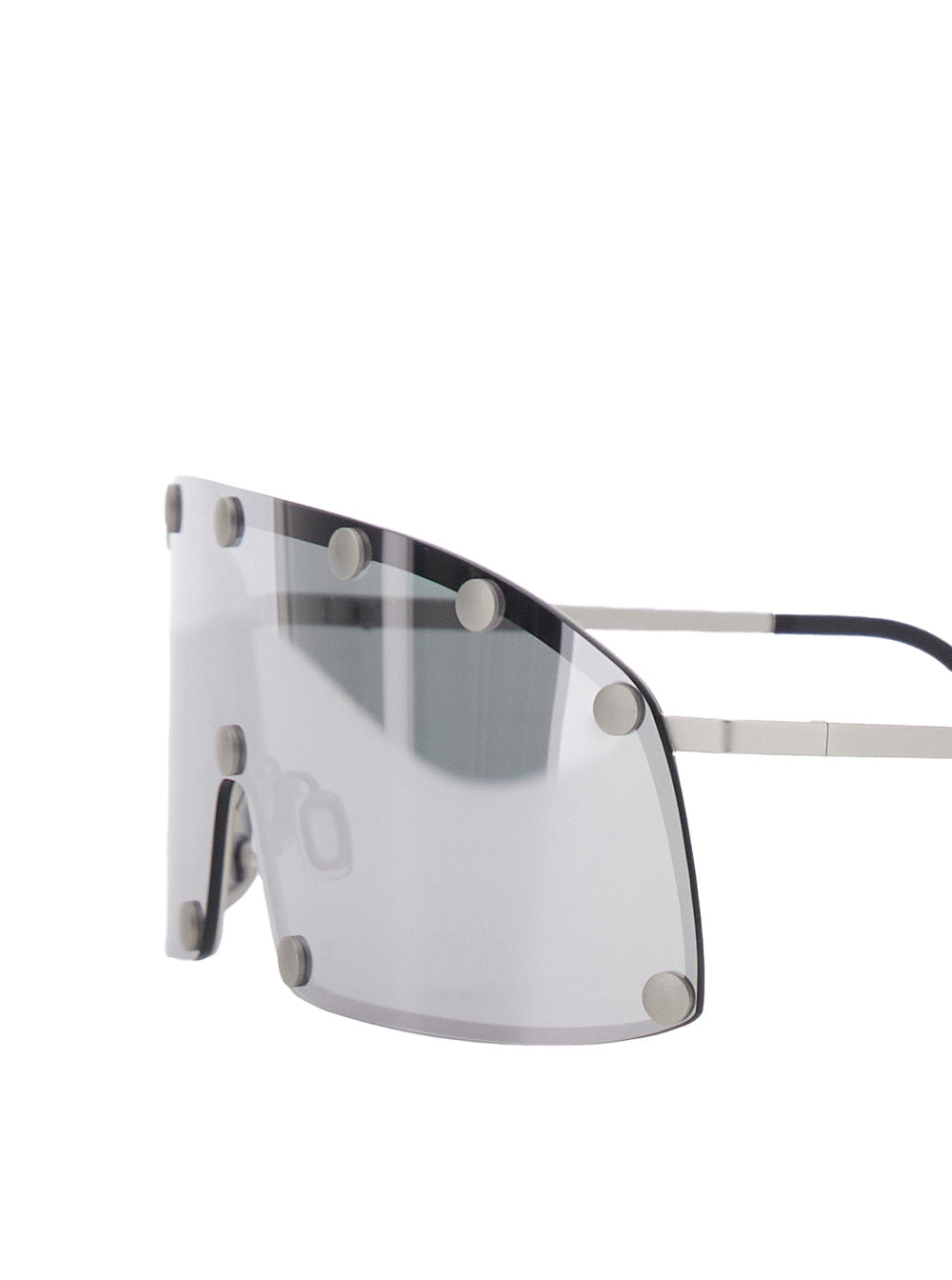 Oversized Sunglasses with Stud Details and Two-Tone Stainless Steel Temples for Men Grey