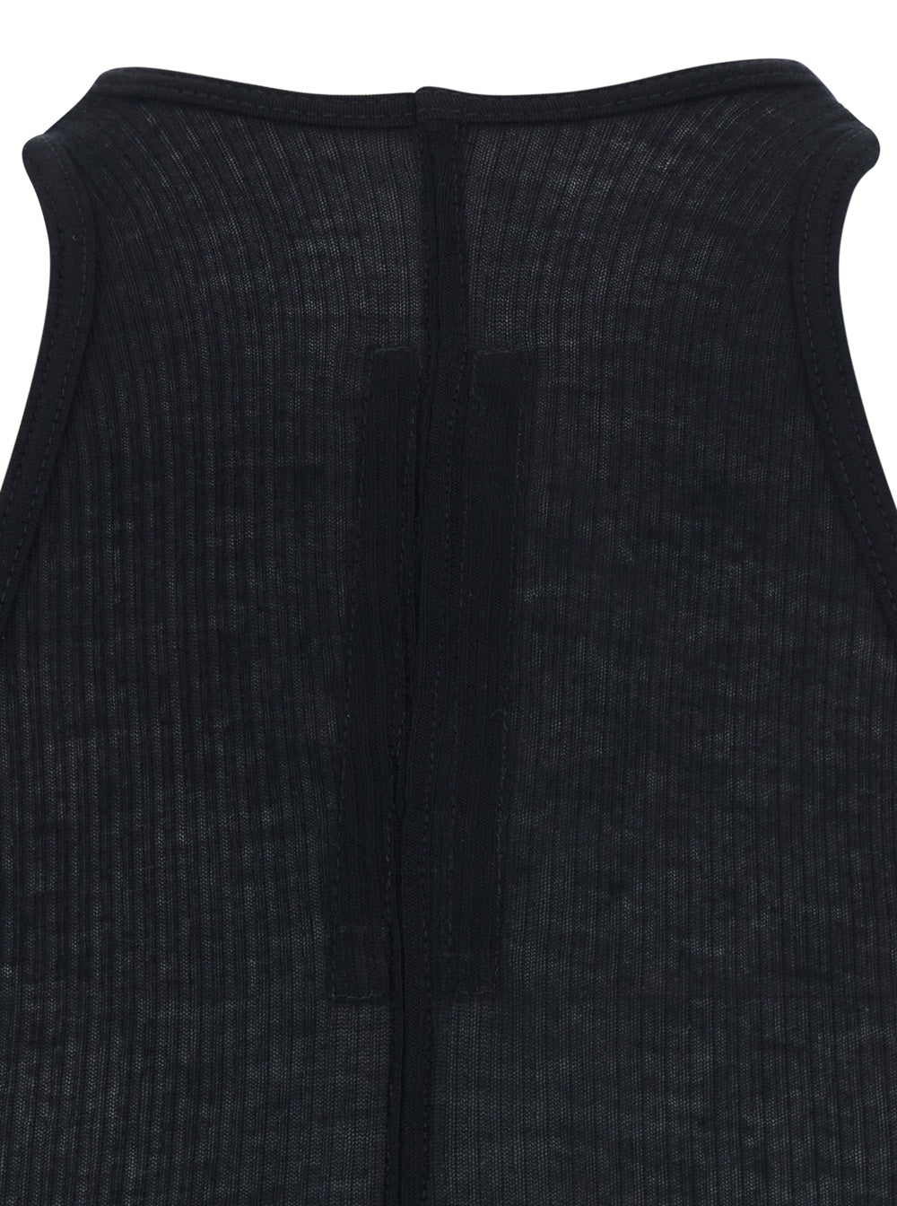 Top with U-Neck and Ribbed Design in Viscose Silk Blend Black Women Tops