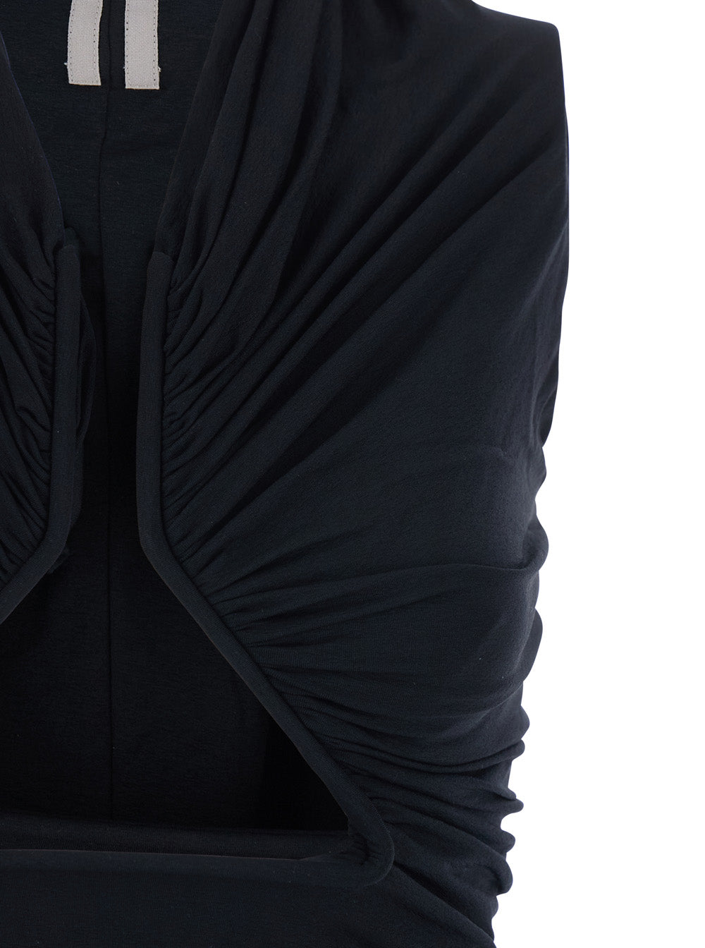 Top with Ruching Design and Front Vent in Black Fabric for Women Nylon Elastane Tops