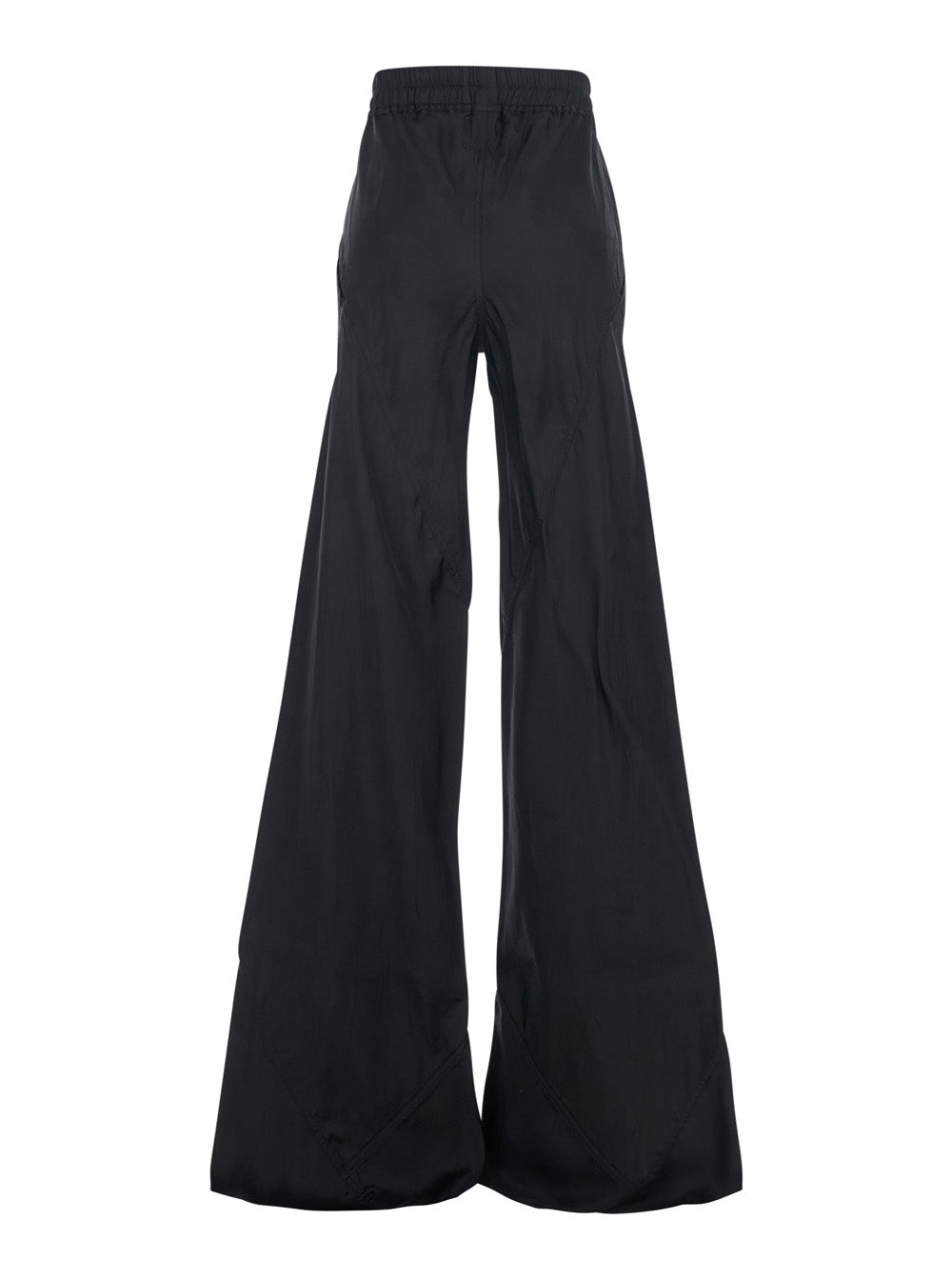 Bias Pants with Elastic Waist and Drawstring in Black Fabric Silk for Women Cupro Trousers