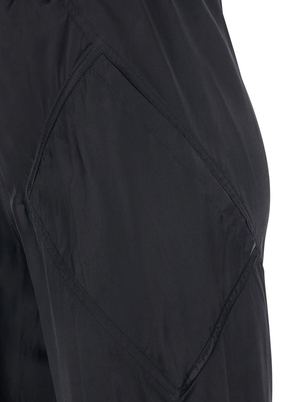 Bias Pants with Elastic Waist and Drawstring in Black Fabric Silk for Women Cupro Trousers