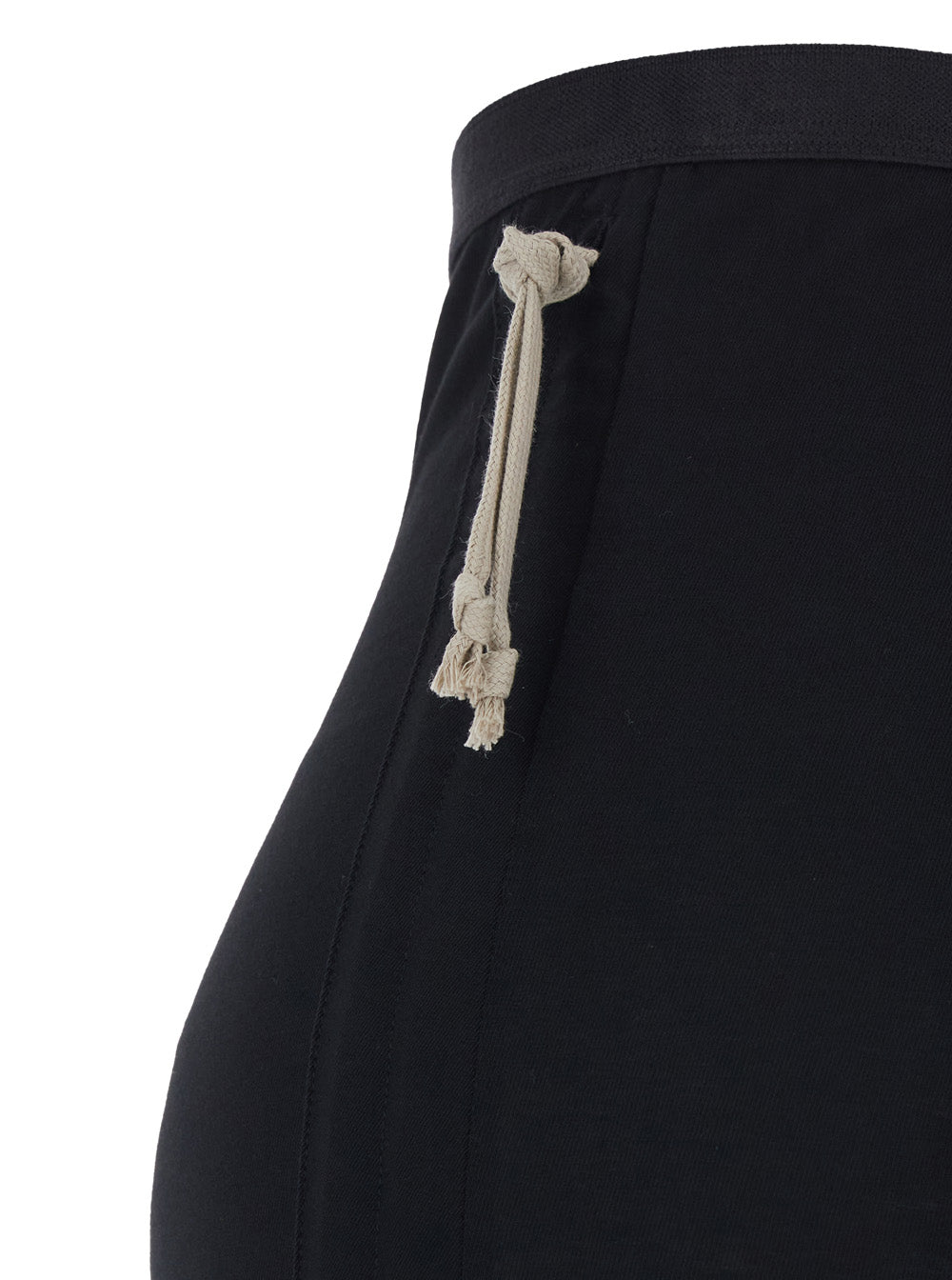 Long Skirt With Side Drawstring Closure And Straight Hem Black Cotton For Women