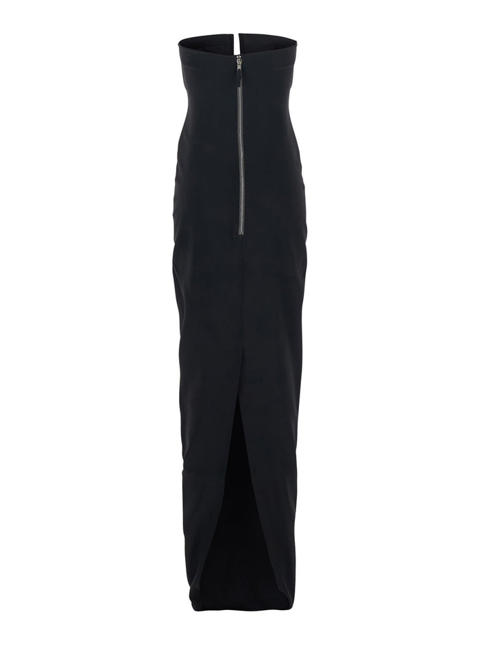 Long Dress RP01F6528SY09 with Front Neckline and Zip Closure on the Back in Black Viscose Blend for Women Acetate Elastane