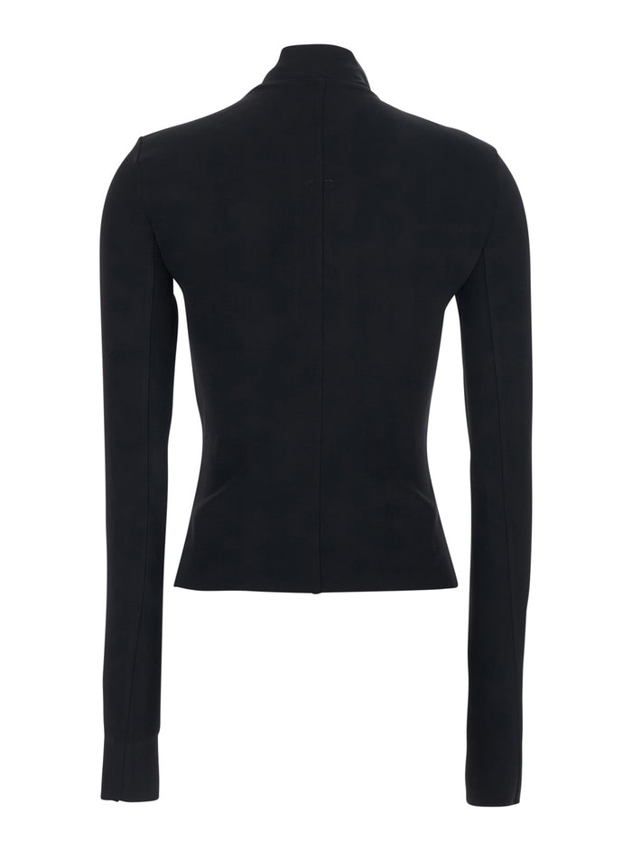 Gary Jacket with High Collar and Asymmetrical Zip Closure in Black Viscose Blend for Women Acetate Elastane Outerwear