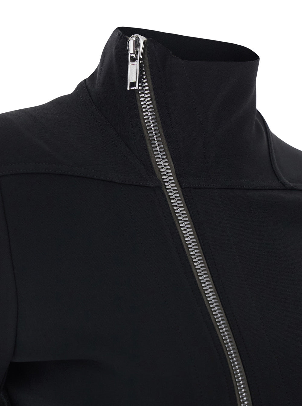 Gary Jacket with High Collar and Asymmetrical Zip Closure in Black Viscose Blend for Women Acetate Elastane Outerwear