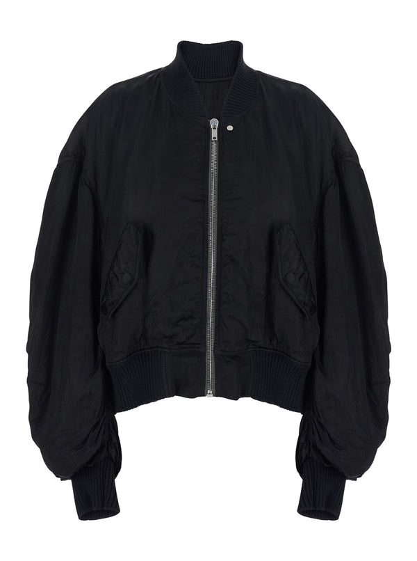 Bomber Jacket Secchia Flight Black Ecoleather Coat