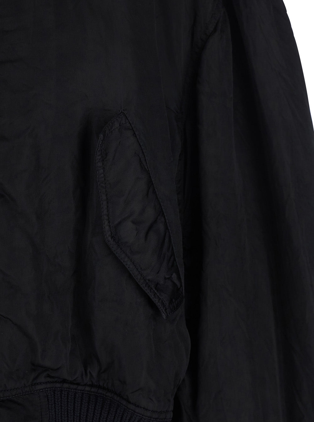 Bomber Jacket Secchia Flight with Ruched Sleeves in Black for Women Ecoleather Outerwear