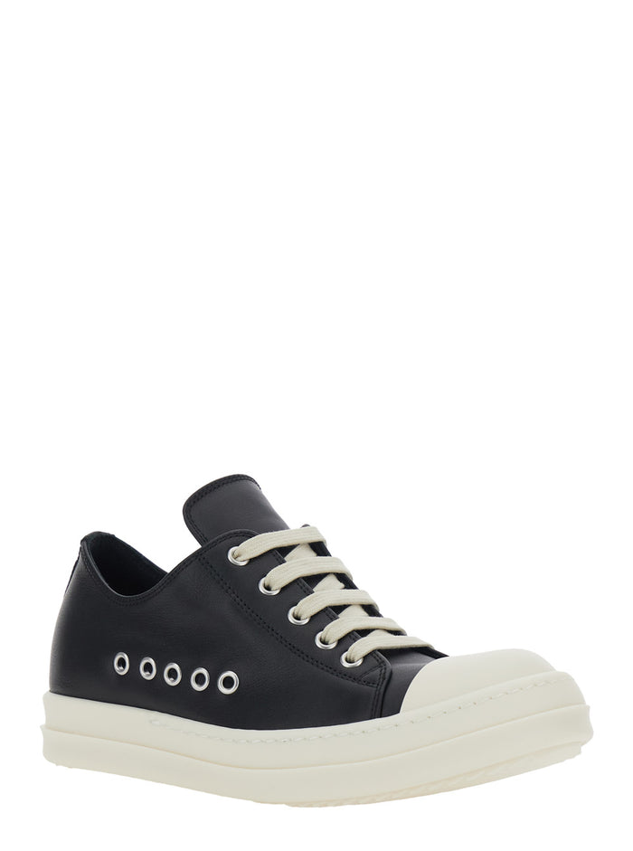 Low Top Sneaker RP01F6896LCO911 with Round Toe in Black Leather for Women Cow