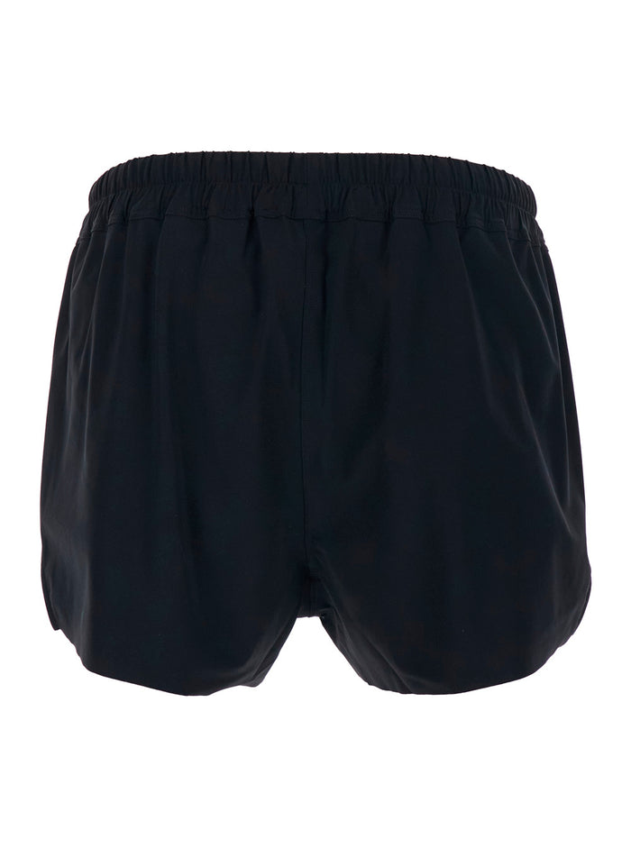 One-Piece Swimsuit with Elastic Waist and Drawstring in Black Tech Fabric for Men Nylon Elastane Beachwear