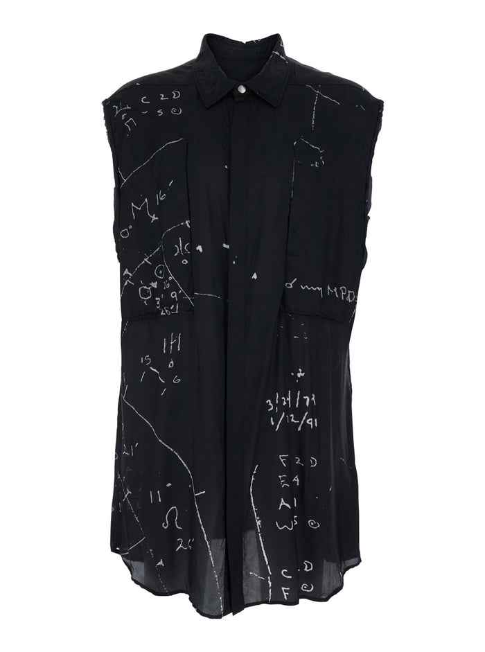 Shirt with classic collar and all-over print in black viscose blend for men Cupro Blouses
