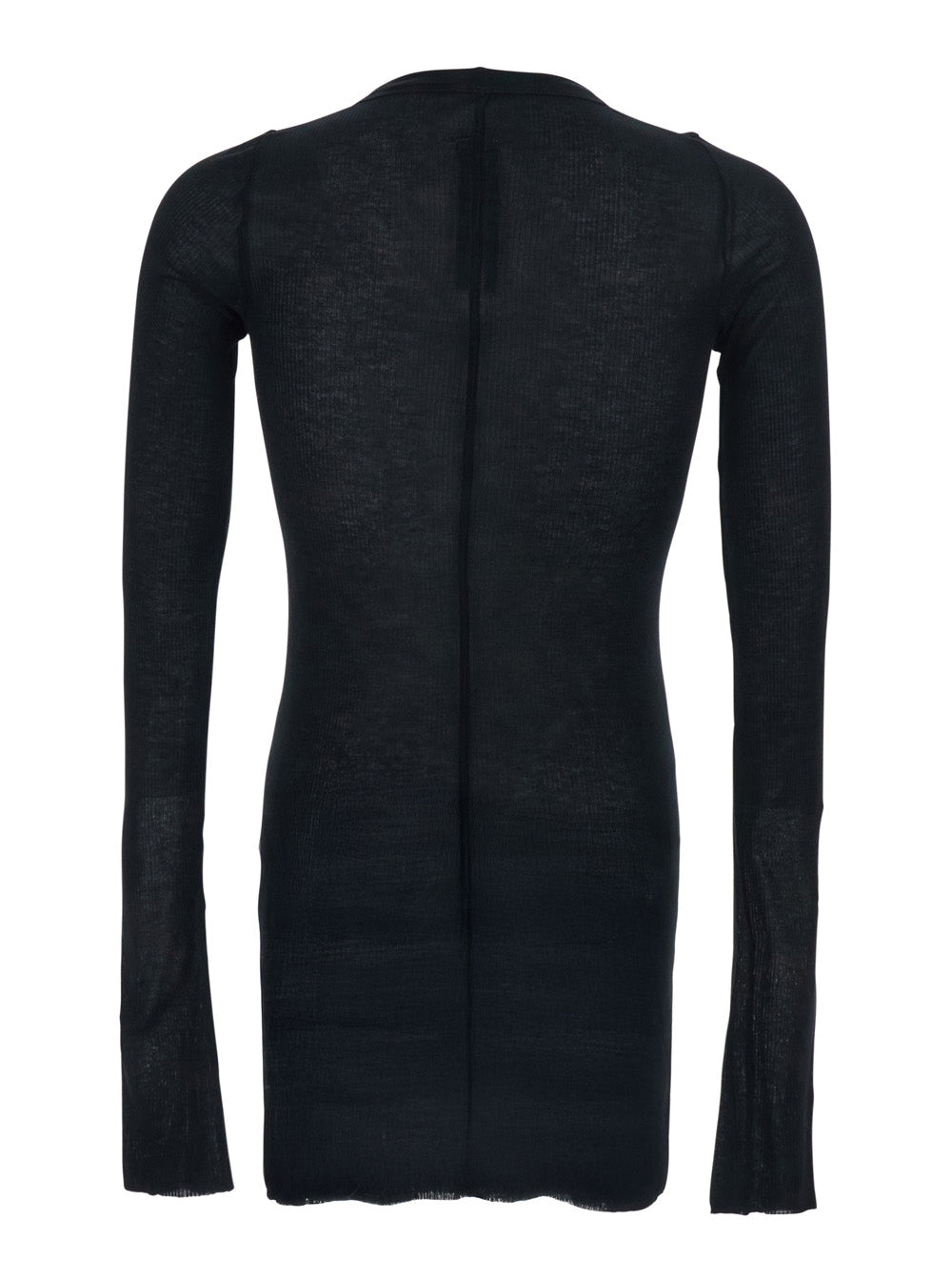 Black T-Shirt with Round Neck and Ribbed Design in Viscose Silk Blend for Men Tshirts Polo Shirts