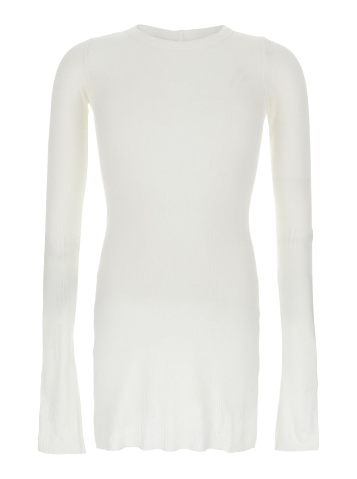 White T-Shirt with Round Neck and Ribbed Design in Viscose Silk Blend for Men Tshirts Polo Shirts