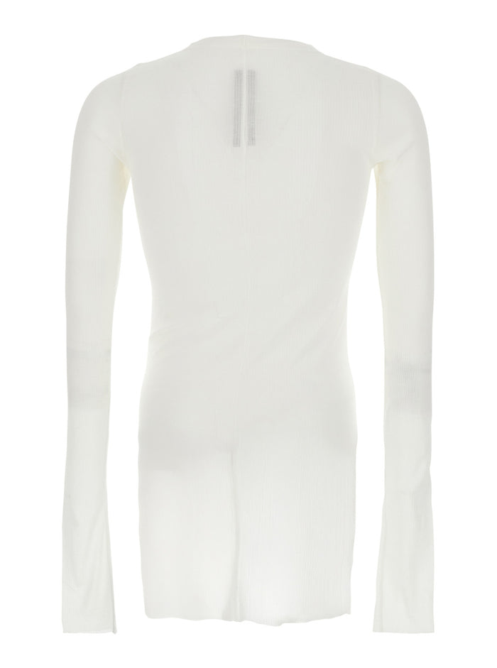 White T-Shirt with Round Neck and Ribbed Design in Viscose Silk Blend for Men Tshirts Polo Shirts