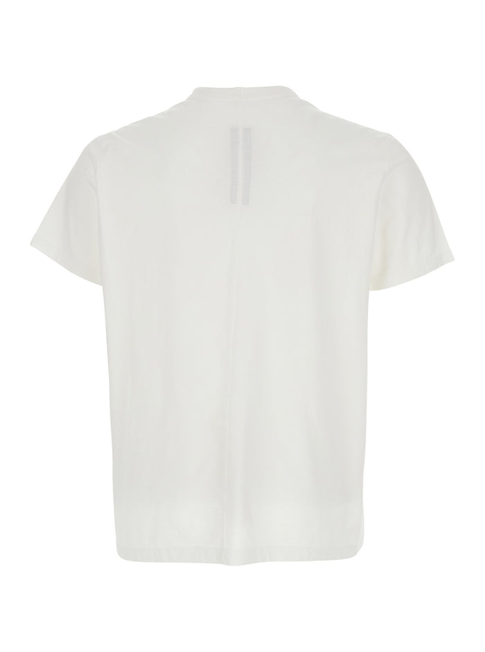 White Crew Neck T-Shirt with Tone-on-Tone Stitching for Men Cotton Tshirts And Polo Shirts