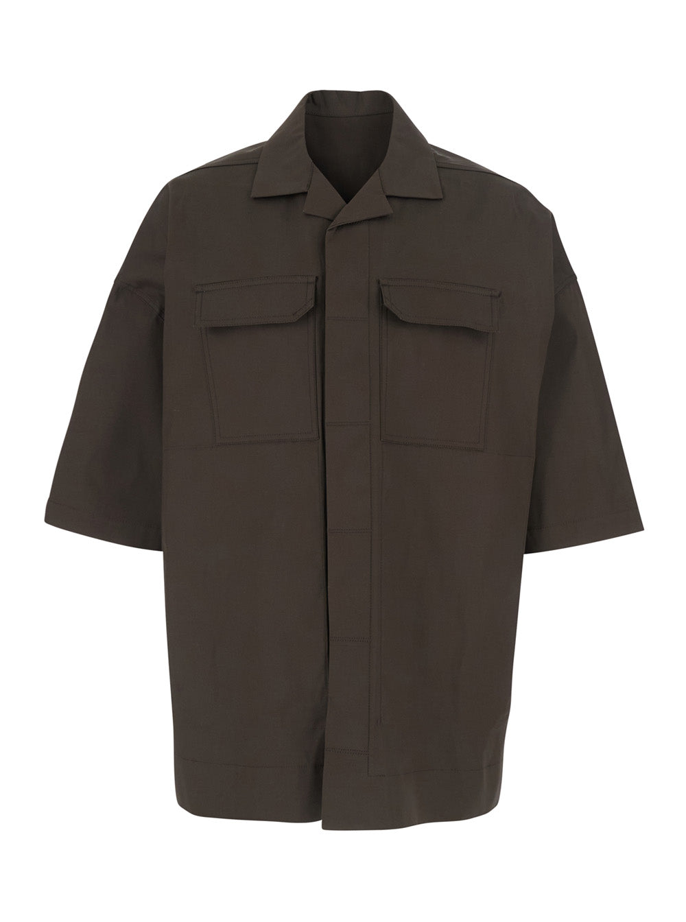 Magnum Bowling Shirt with Cuban Collar and Wide Short Sleeves in Brown for Men Cotton Elastane Blouses