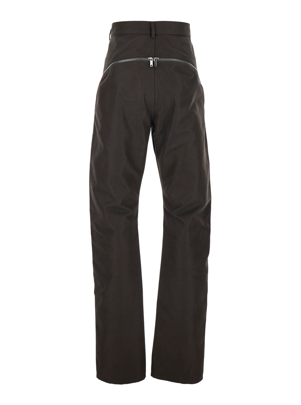 Bolan Banana Pants with Zip Details in Brown Stretch Cotton for Men Nylon Trousers