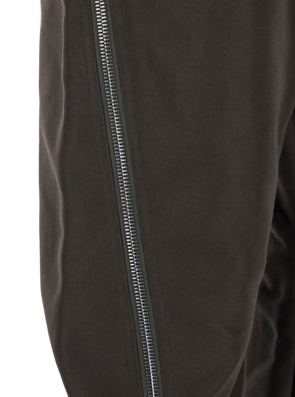 Bolan Banana Pants with Zip Details in Brown Stretch Cotton for Men Nylon Trousers