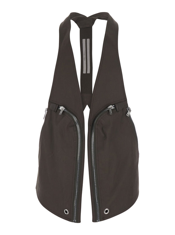 Sleeveless Gilet Bauhaus Brown Cotton Blazers