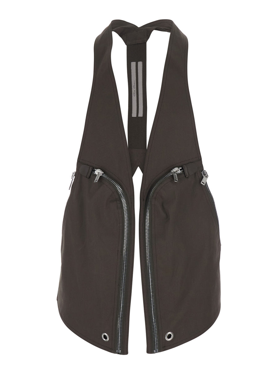 Sleeveless Gilet Bauhaus Brown Cotton Blazers