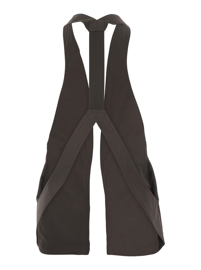 Mens Brown Bauhaus Sleeveless Gilet with Two Zip Pockets on the Front in Stretch Cotton Elastane Blazers
