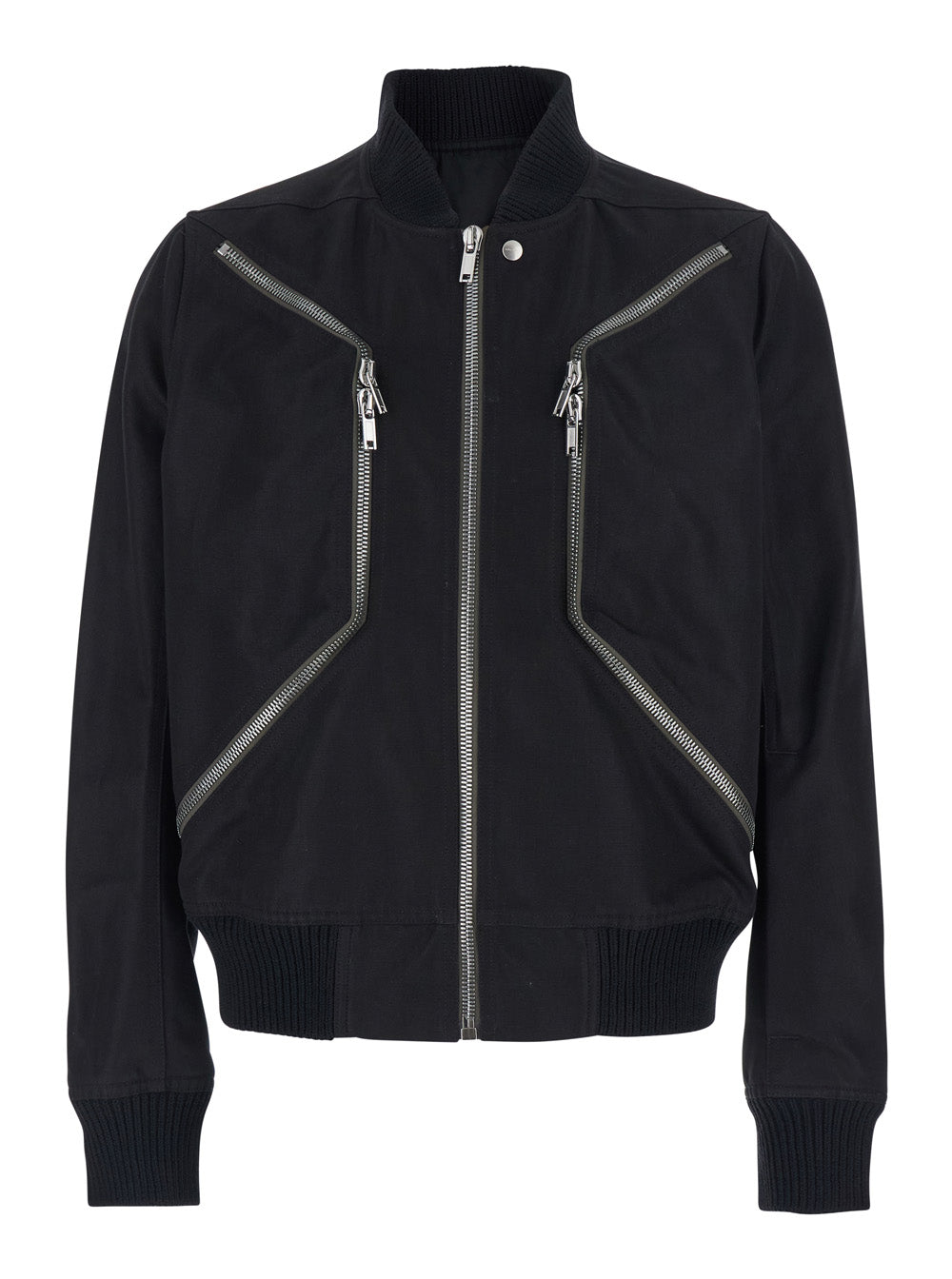 Heizer Flight Bomber Jacket with Collar and Two Zip Pockets on the Front in Black Cotton Blend for Men Nylon Outerwear