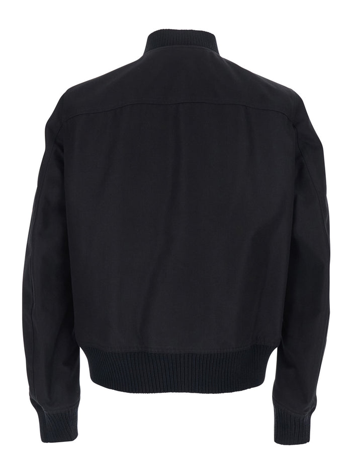 Heizer Flight Bomber Jacket with Collar and Two Zip Pockets on the Front in Black Cotton Blend for Men Nylon Outerwear
