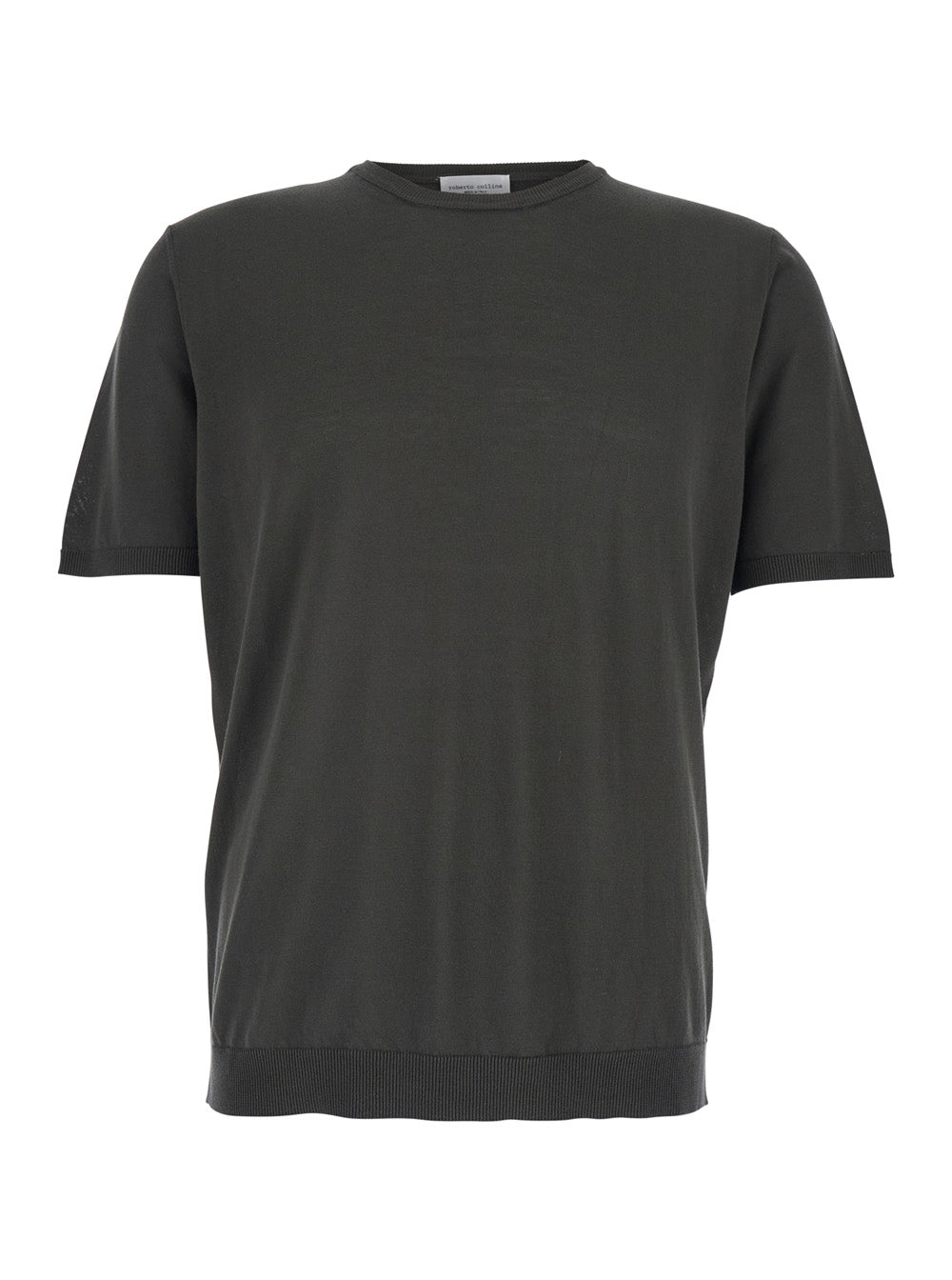 Crew Neck T-Shirt with Ribbed Cotton Finishes Brown Men Tshirts And Polo Shirts