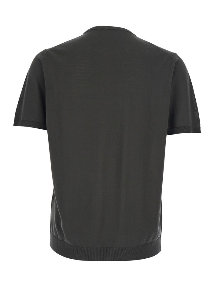 Crew Neck T-Shirt with Ribbed Cotton Finishes Brown Men Tshirts And Polo Shirts