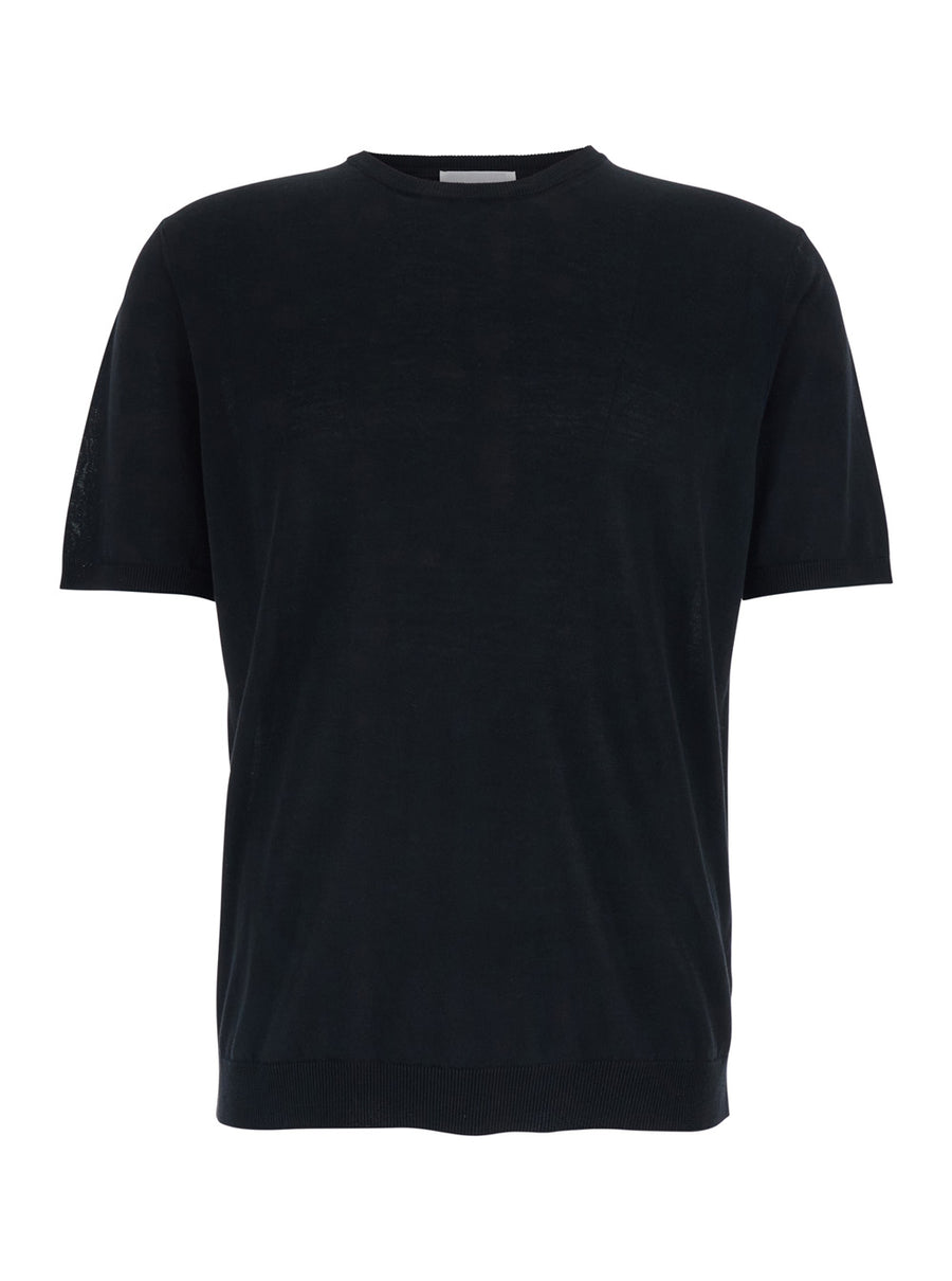 T-Shirt Crew Neck Black Cotton T-shirts