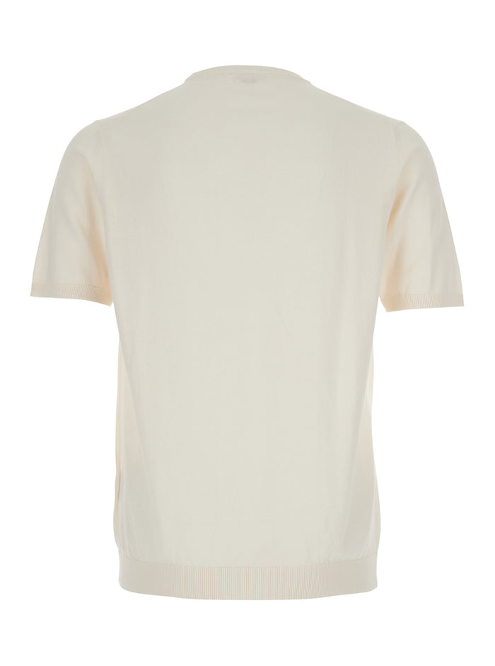 Beige T-Shirt with Ribbed Cotton Finishes for Men Tshirts And Polo Shirts