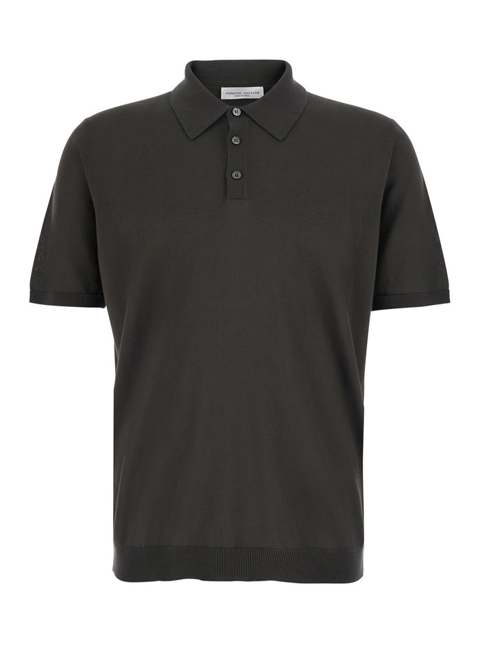 COTTON - Brown T-Shirt with Round Neck and Short Sleeves for Men Tshirts Polo Shirts