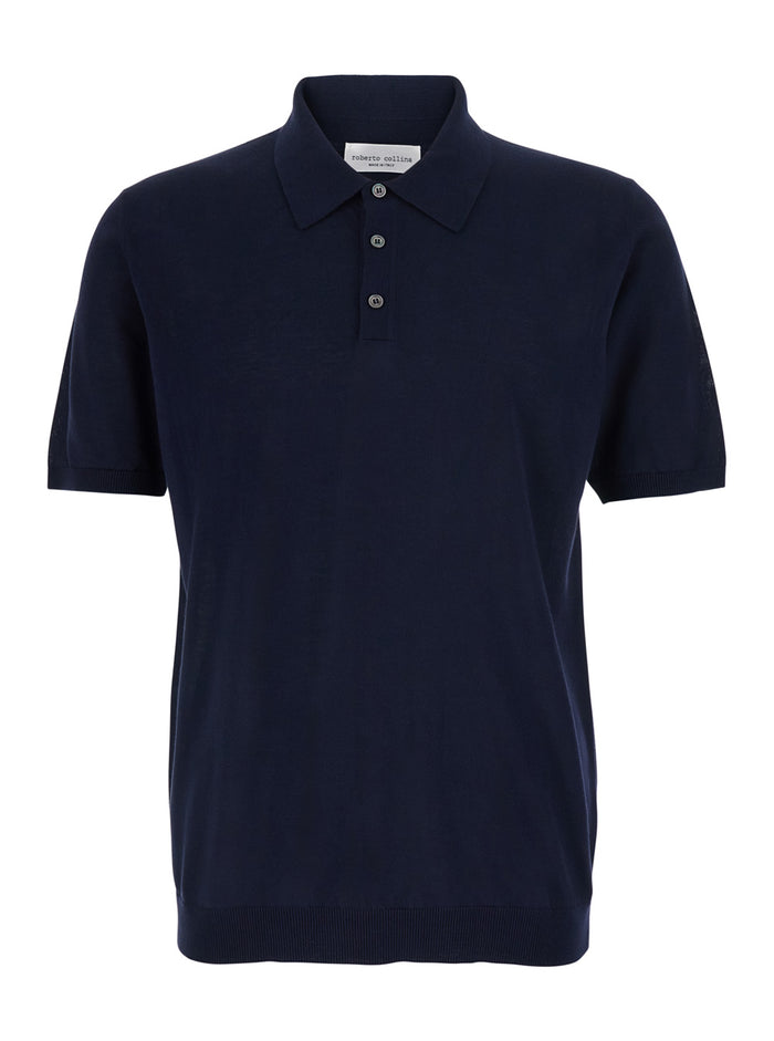 COTTON - Blue T-Shirt with Round Neck Men Blu Tshirts And Polo Shirts