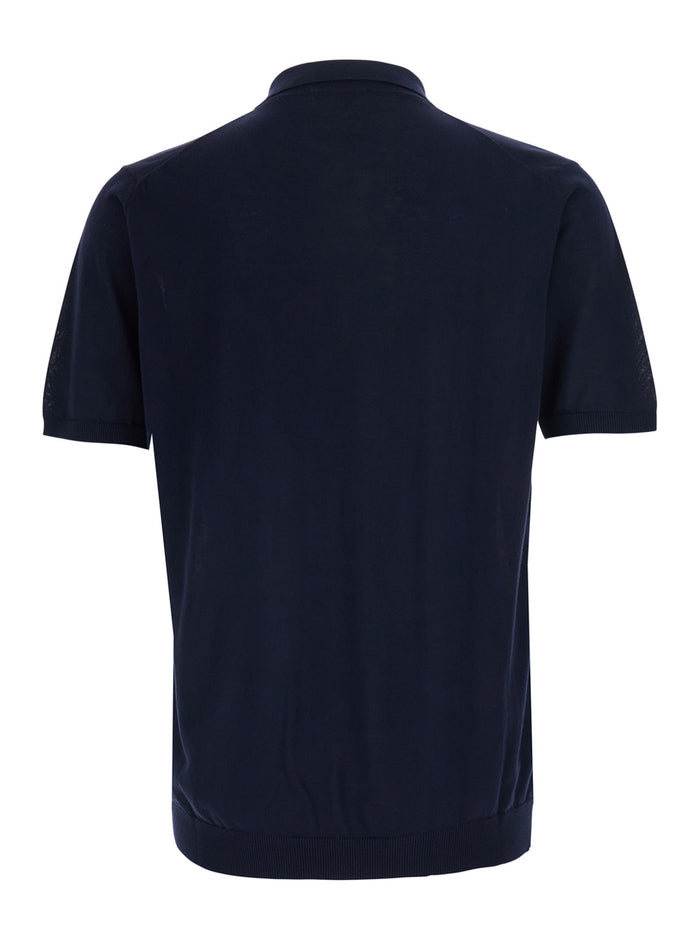 COTTON - Blue T-Shirt with Round Neck Men Blu Tshirts And Polo Shirts