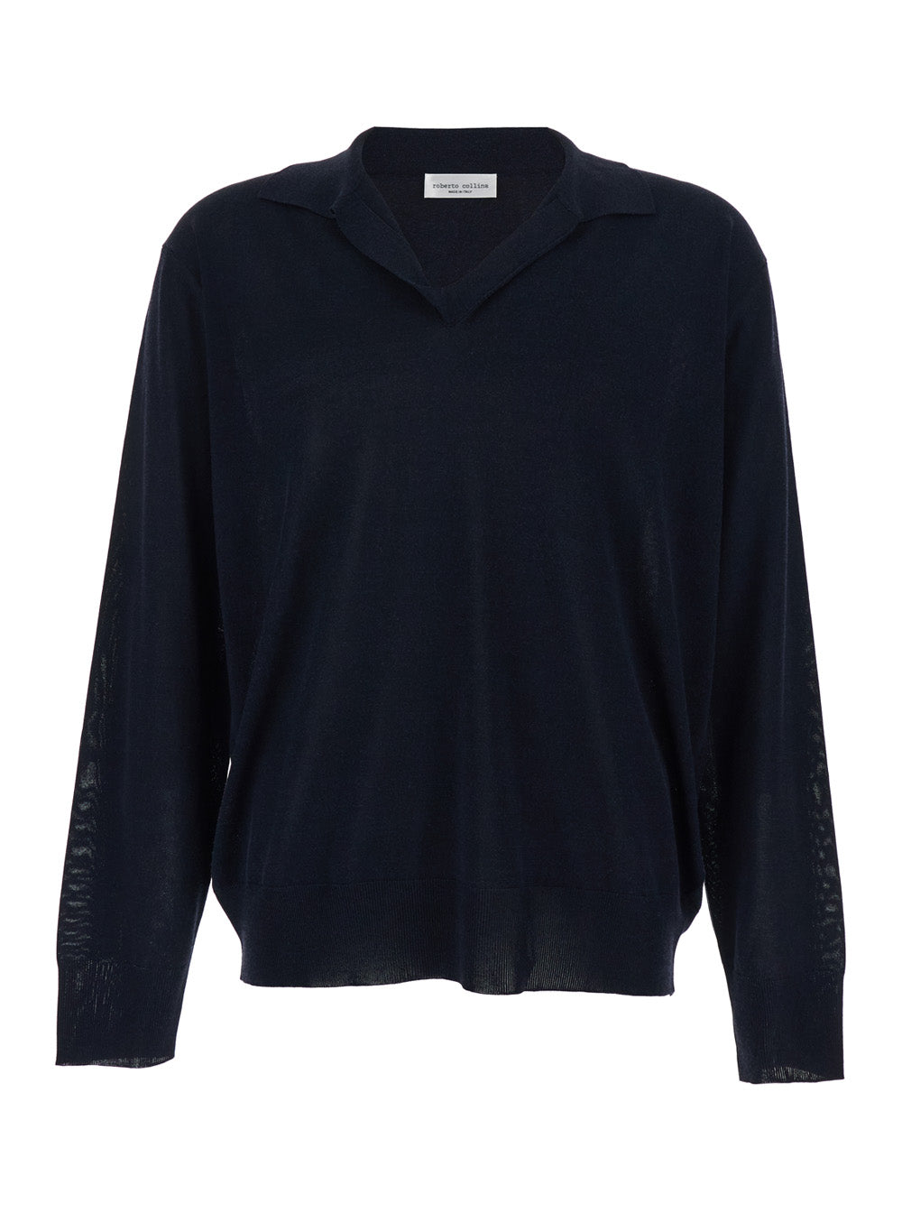 Blue Cotton Blend V-Neck Sweater for Men Blu Jersey