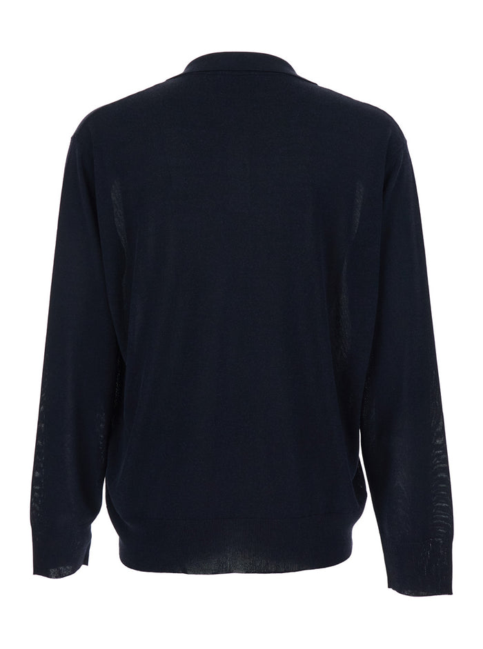 Blue Cotton Blend V-Neck Sweater for Men Blu Jersey