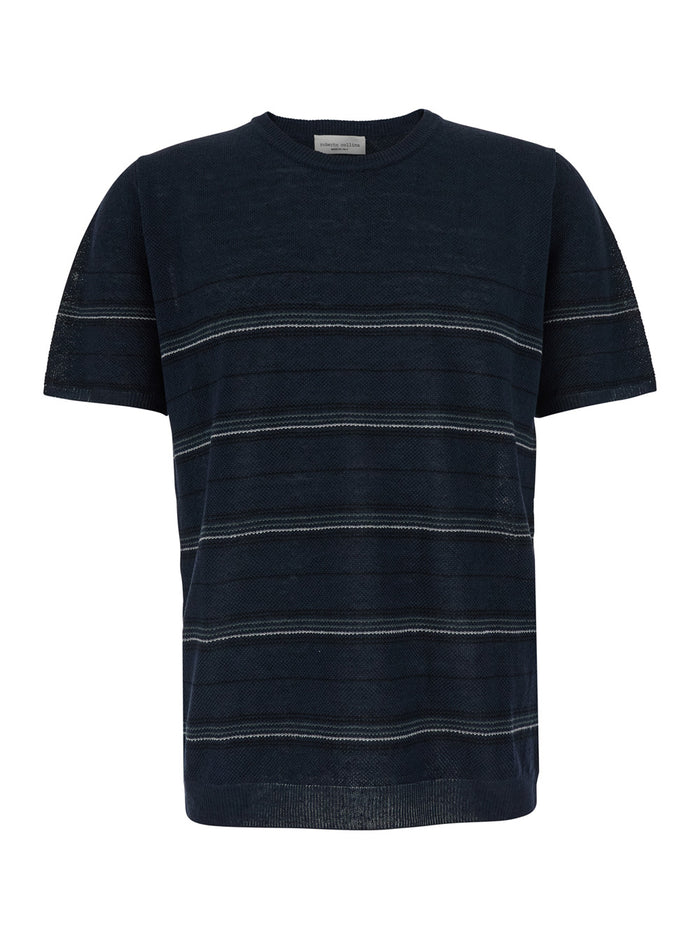 Riga Cotone - Blue T-Shirt With Round Neck Cotton Men Blu Tshirts And Polo Shirts