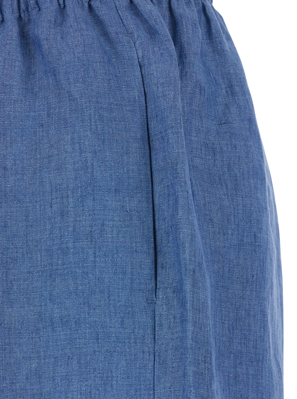 Blue Linen Pants with Elastic Waist and Drawstring for Women Blu Trousers