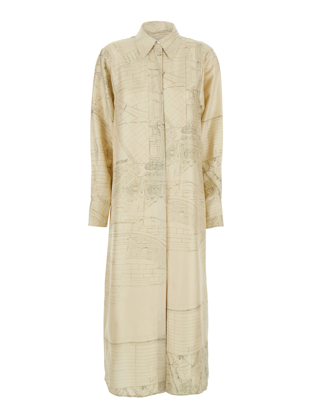 Dress With Cut-Out On The Back And All-Over Print White Silk For Women