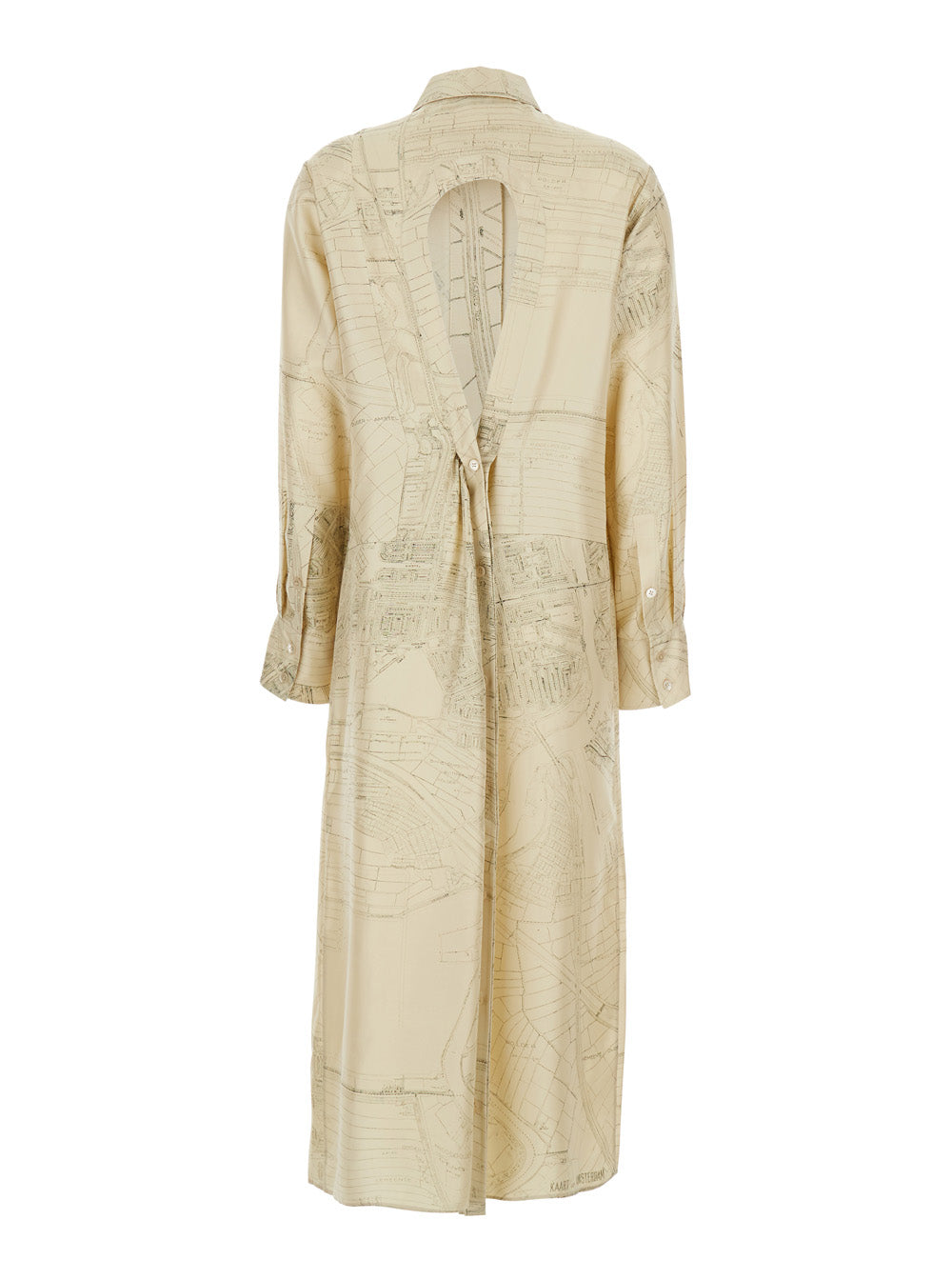 Dress With Cut-Out On The Back And All-Over Print White Silk For Women