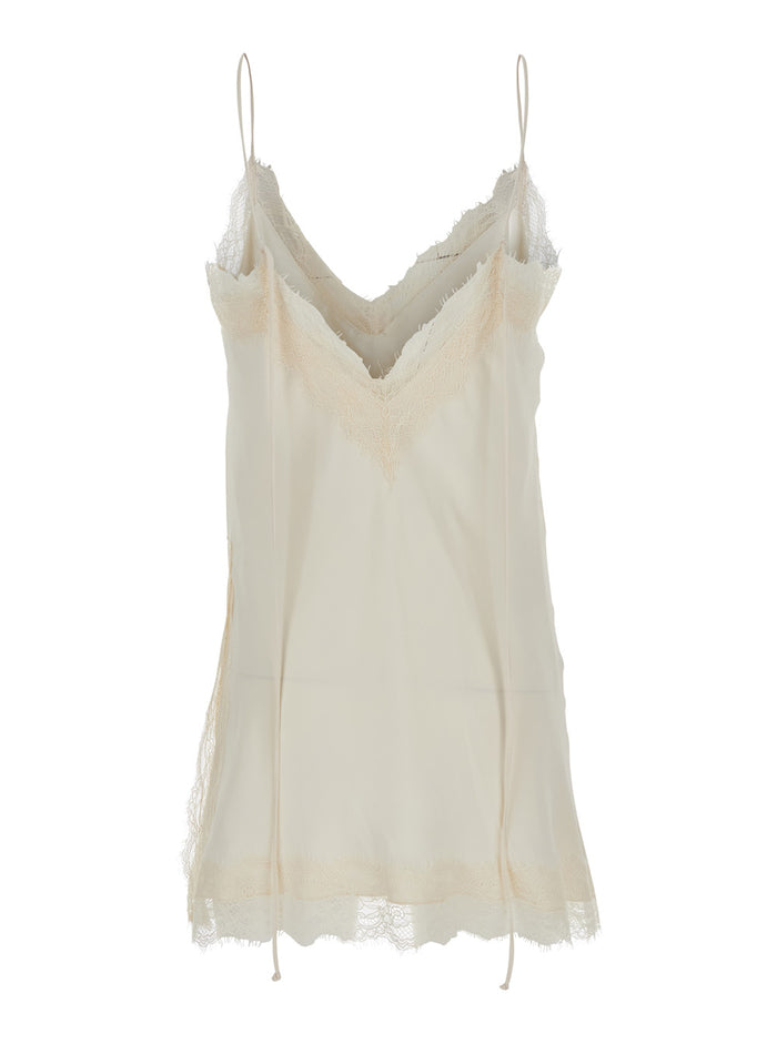 White Lace Camisole With Details - Viscose Women Tops