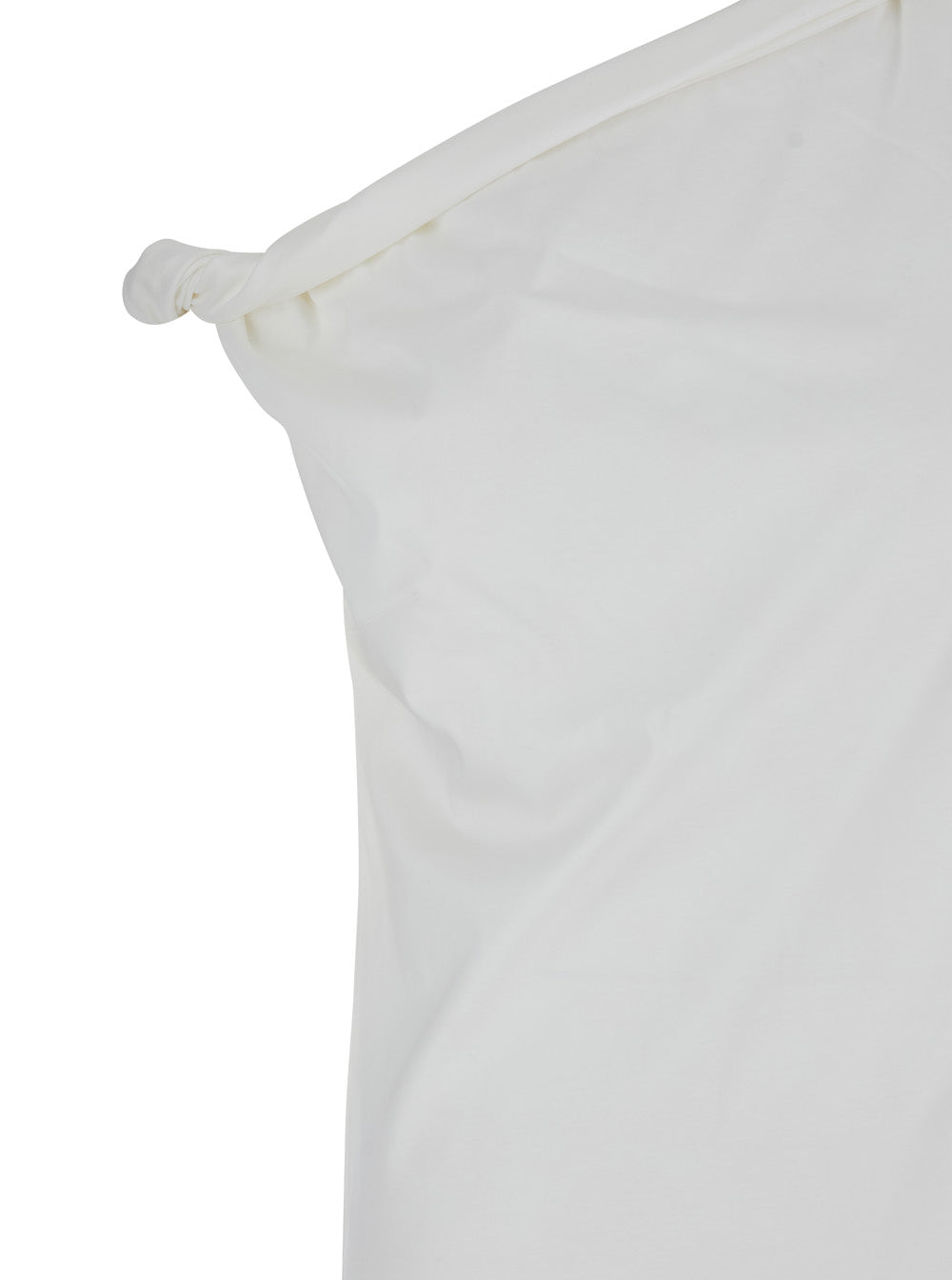 White Sculptural Top With Details In Cotton And Silk For Women Tops