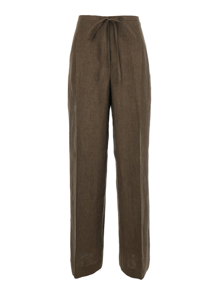 Brown Relaxed drawstring Pants Trousers