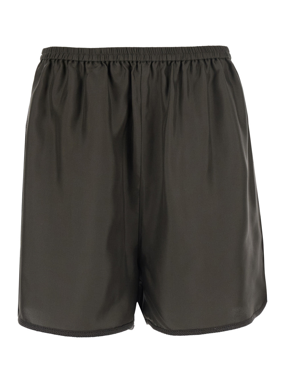 Brown Taped Silk Shorts And Bermuda