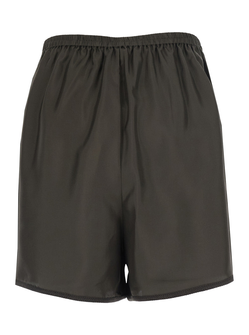 Brown Taped Silk Shorts And Bermuda