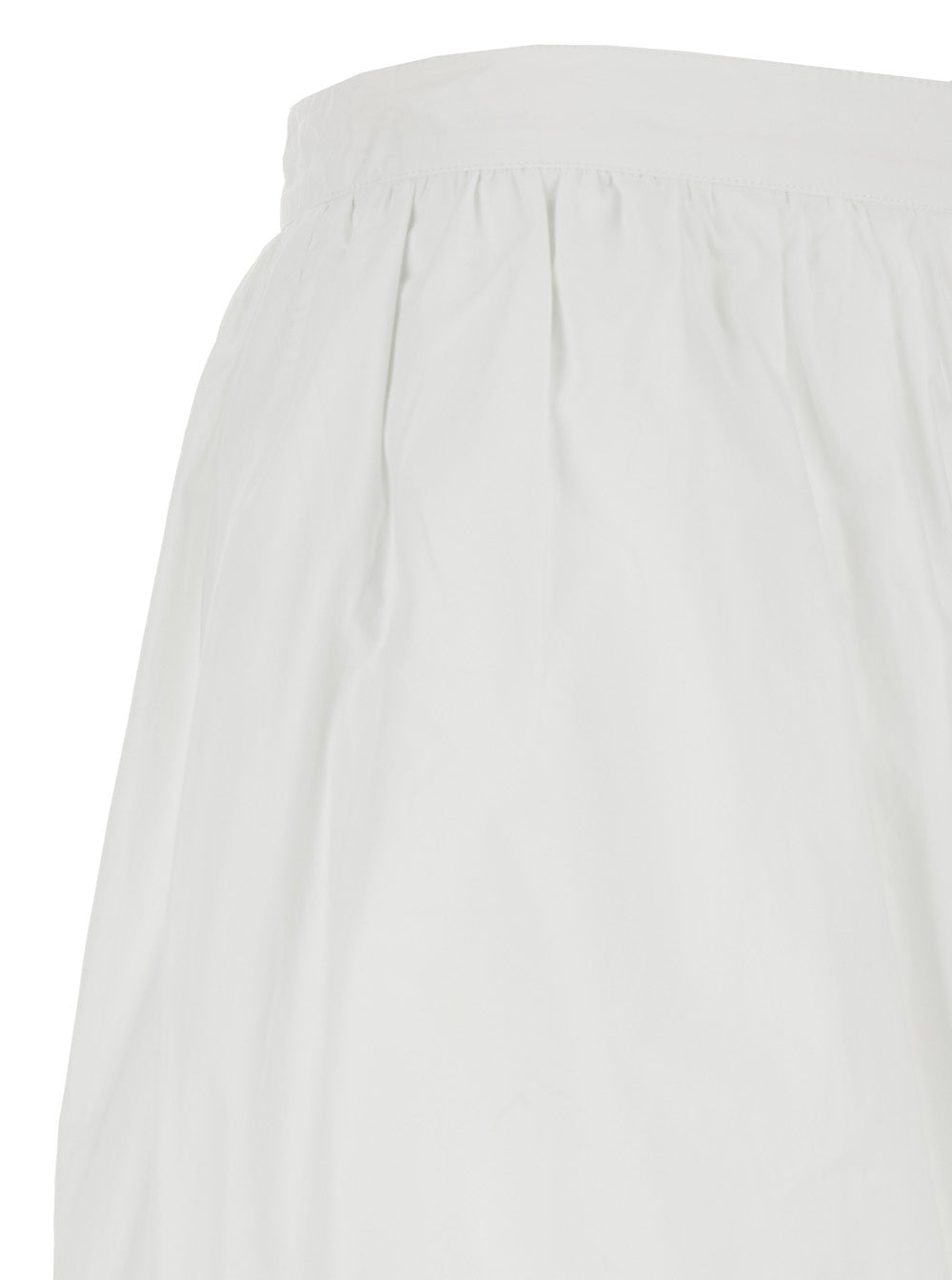 White Crop Pants With Elastic Waist And Balloon Design In Cotton Woman Trousers