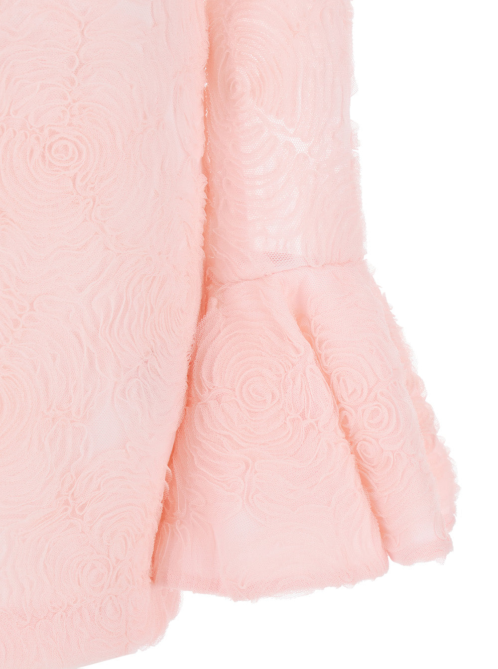 Dress With Drop Neckline On The Back And All-Over Embroidered Floral Motif Pink Fabric For Women