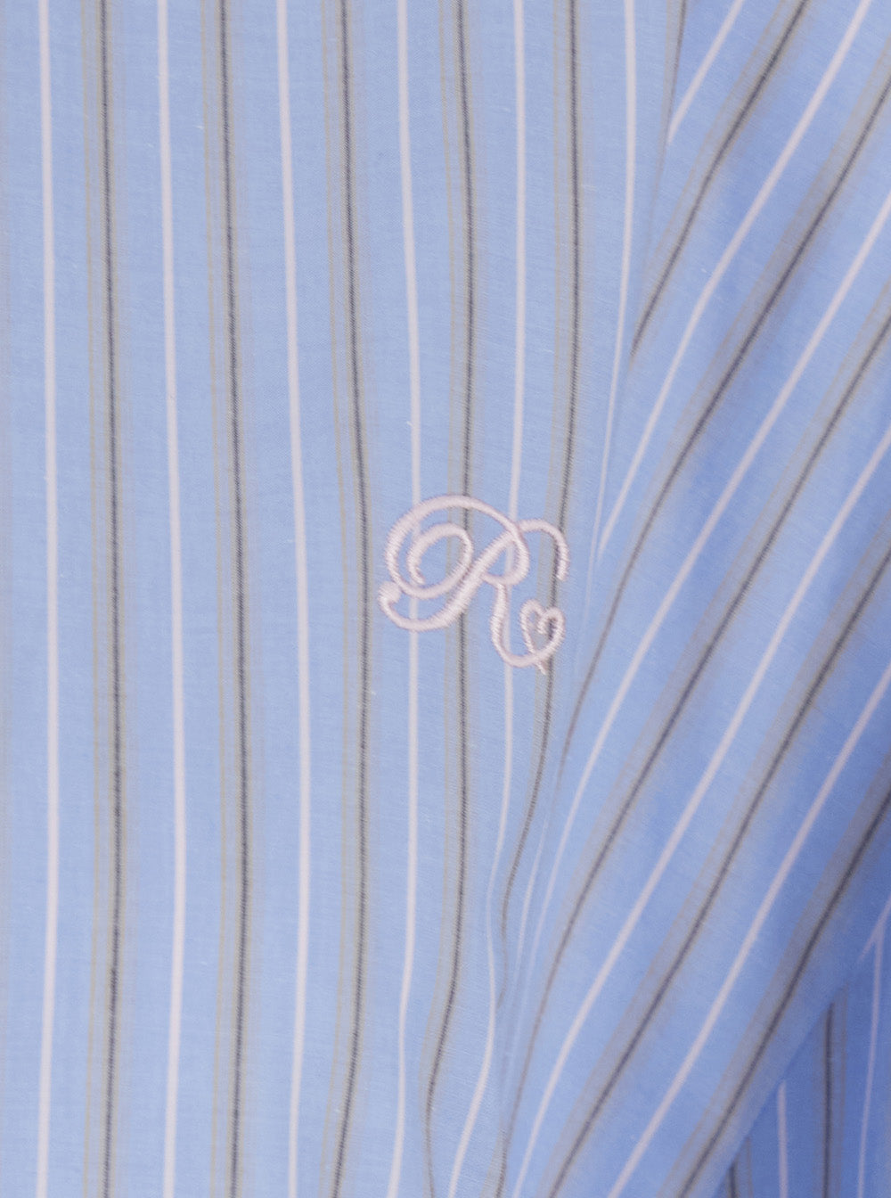 Oversized Shirt with All-Over Stripes Motif and Embroidered Logo on the Front in Light Blue Cotton Poplin for Women Blouses