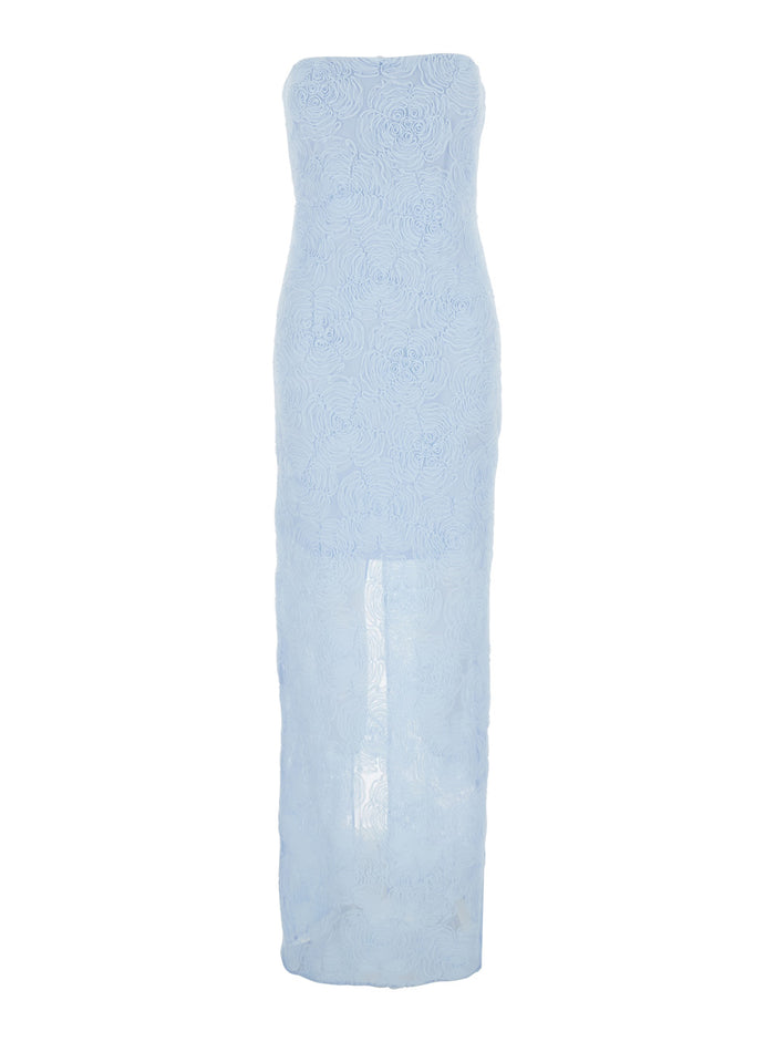 Long Dress Mesh Tube Blue In Tech Fabric Women Light Polyester Elastane