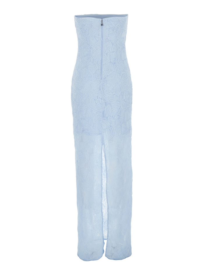 Long Dress Mesh Tube Blue In Tech Fabric Women Light Polyester Elastane